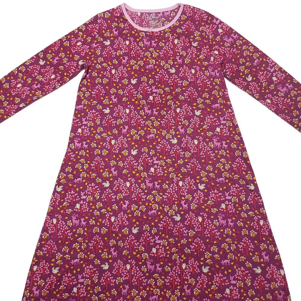 L. L. Bean long-sleeved animal woodland deer print nightgown